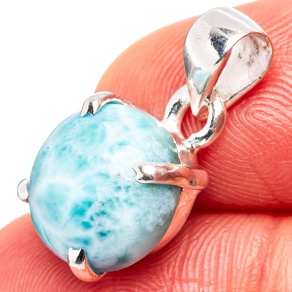 Larimar Dainty Pendant 3/4" (.925 Sterling Silver)