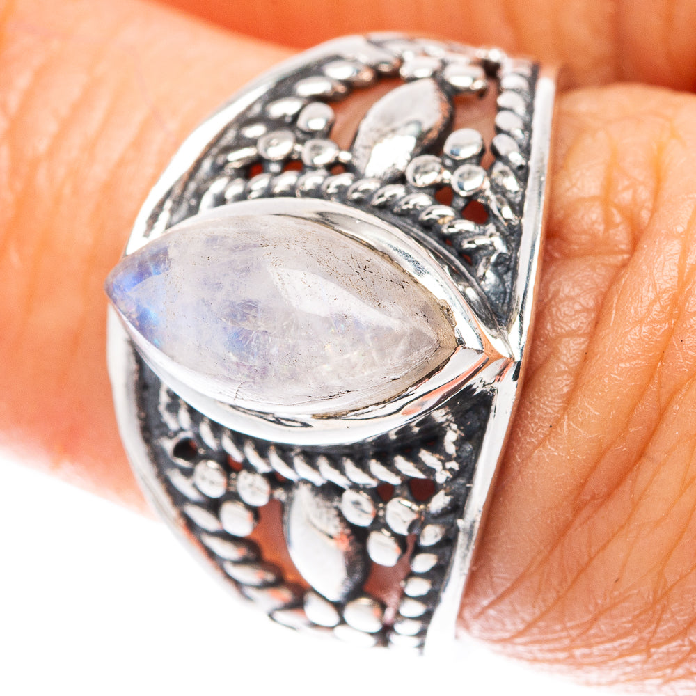 Rainbow Moonstone Dainty Ring Size 6.75 (925 Sterling Silver) R5954