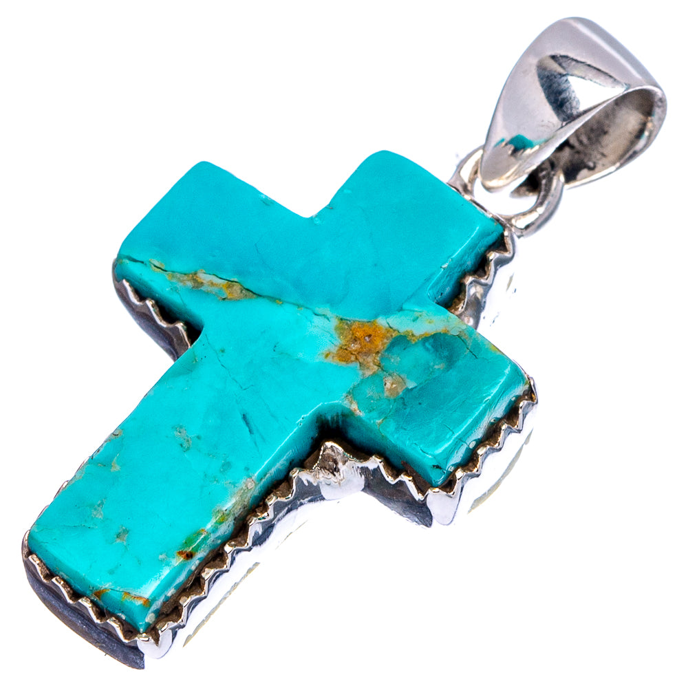 Native Style Mohave Turquoise Pendant 1 1/4" (.925 Sterling Silver)