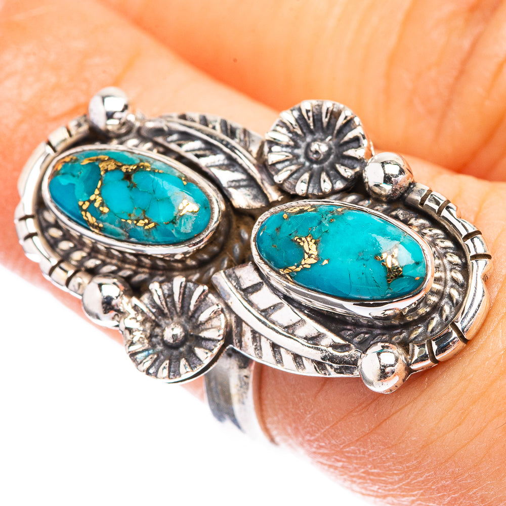 Blue Copper Composite Turquoise Ring Size 6..5 (925 Sterling Silver) R142647