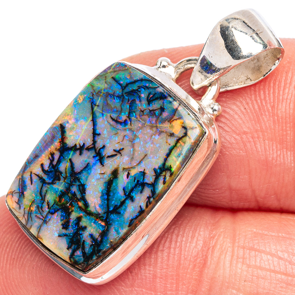 Rare Sterling Opal Pendant 1 1/8" (925 Sterling Silver) P40472