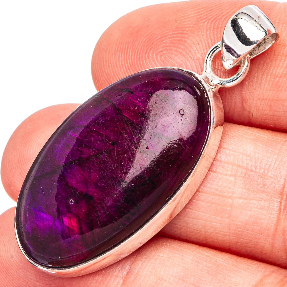 Purple Labradorite Pendant 1 5/8" (925 Sterling Silver) P45119