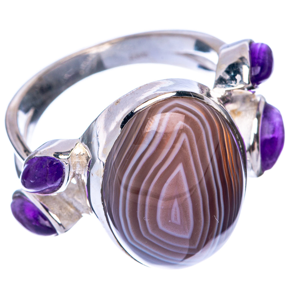 Botswana Agate, Amethyst Ring Size 6.75 (925 Sterling Silver) R144861
