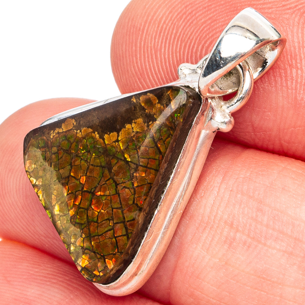 Rare Canadian Ammolite Pendant 1 1/8" (.925 Sterling Silver)
