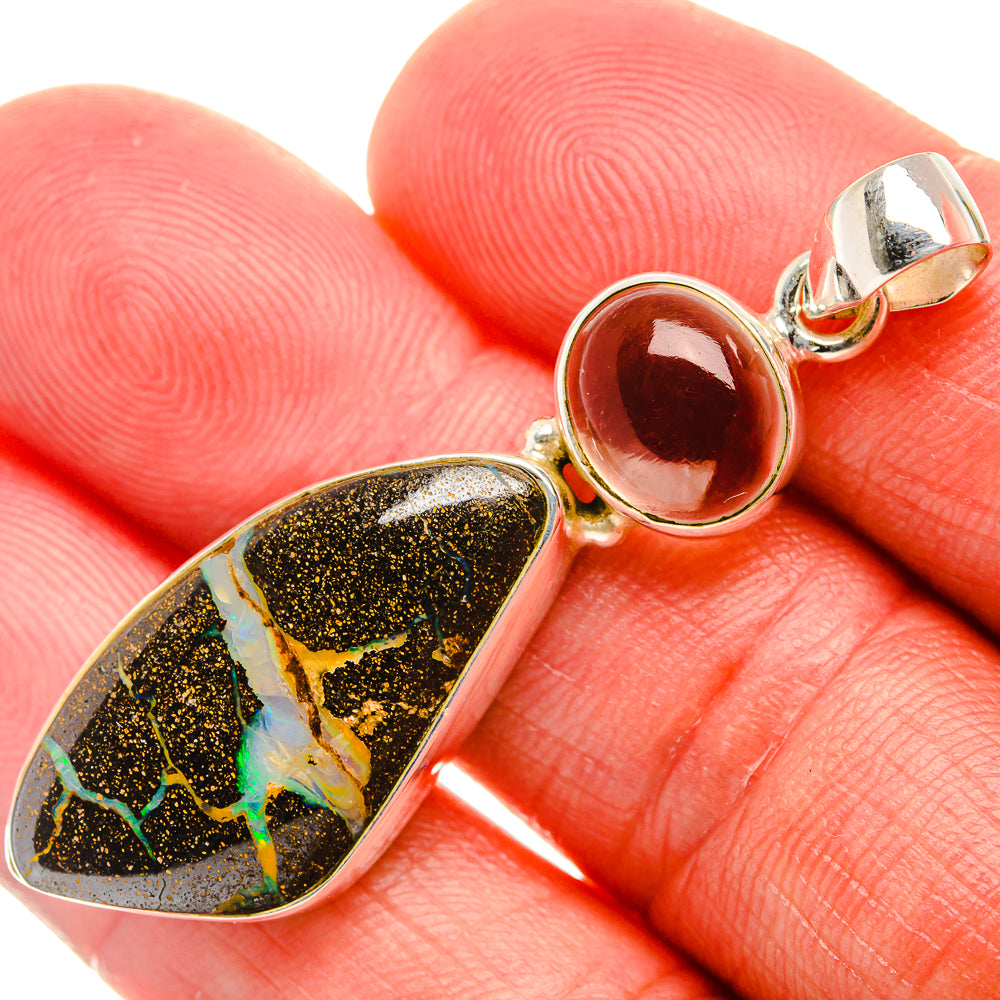 Boulder Opal, Citrine Pendant 2" (925 Sterling Silver) PD37967