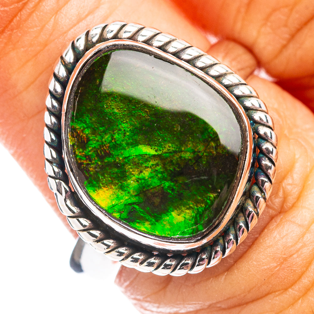 Premium Canadian Ammolite Ring Size 8 (.925 Sterling Silver)