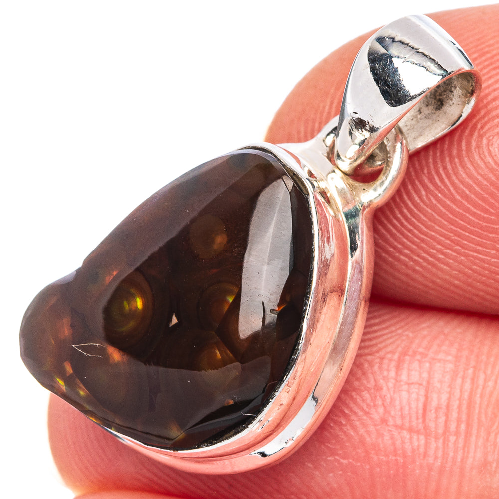 Rare Mexican Fire Agate Pendant 1 1/8" (925 Sterling Silver) P39968