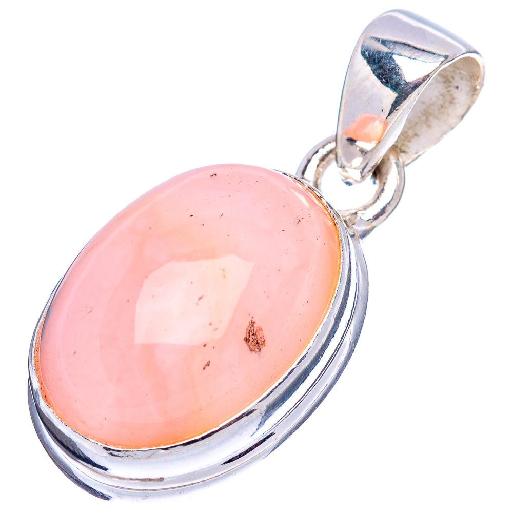 Pink Opal Pendant 1 1/8" (.925 Sterling Silver)