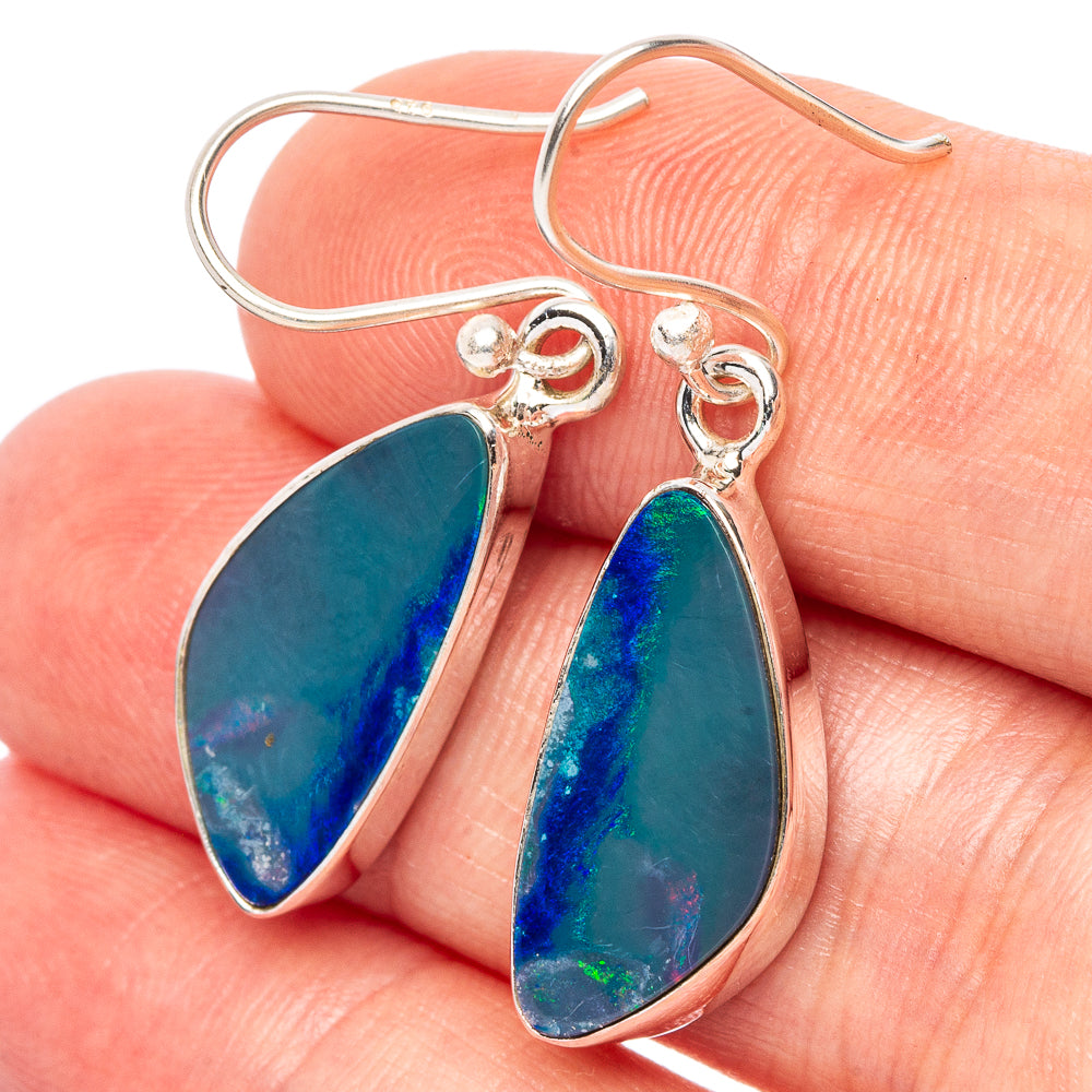 Rare Doublet Opal Earrings 1 3/8" (925 Sterling Silver) E2617