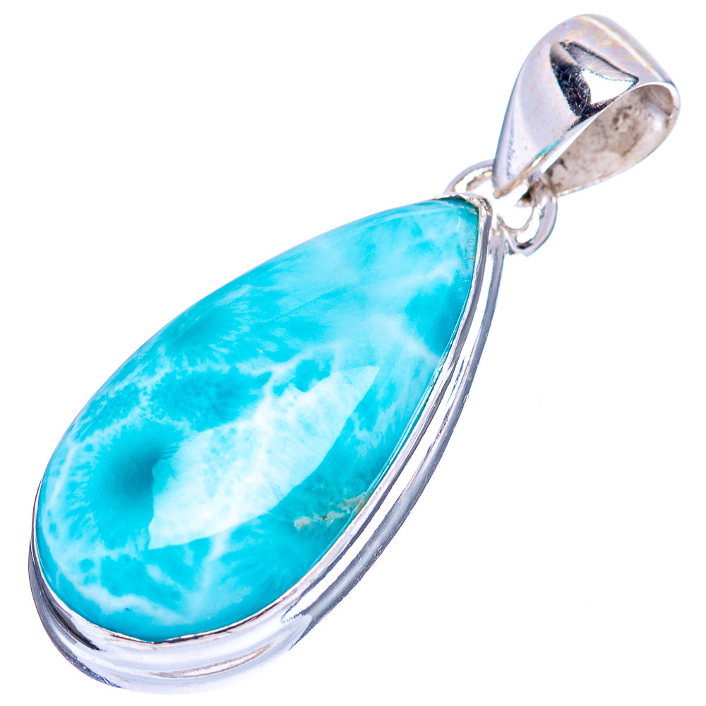 Rare Larimar Pendant 1 1/2" (.925 Sterling Silver)