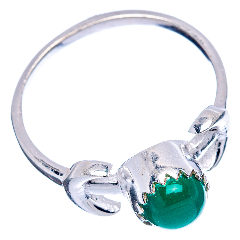 Green Onyx Dainty Ring Size 7.75 (.925 Sterling Silver)