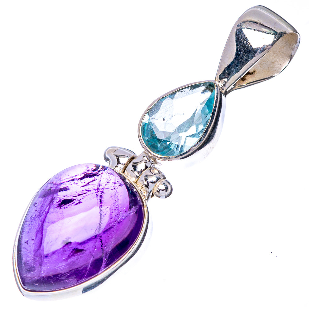 Amethyst, Blue Topaz Pendant 1 1/2" (925 Sterling Silver) P41002