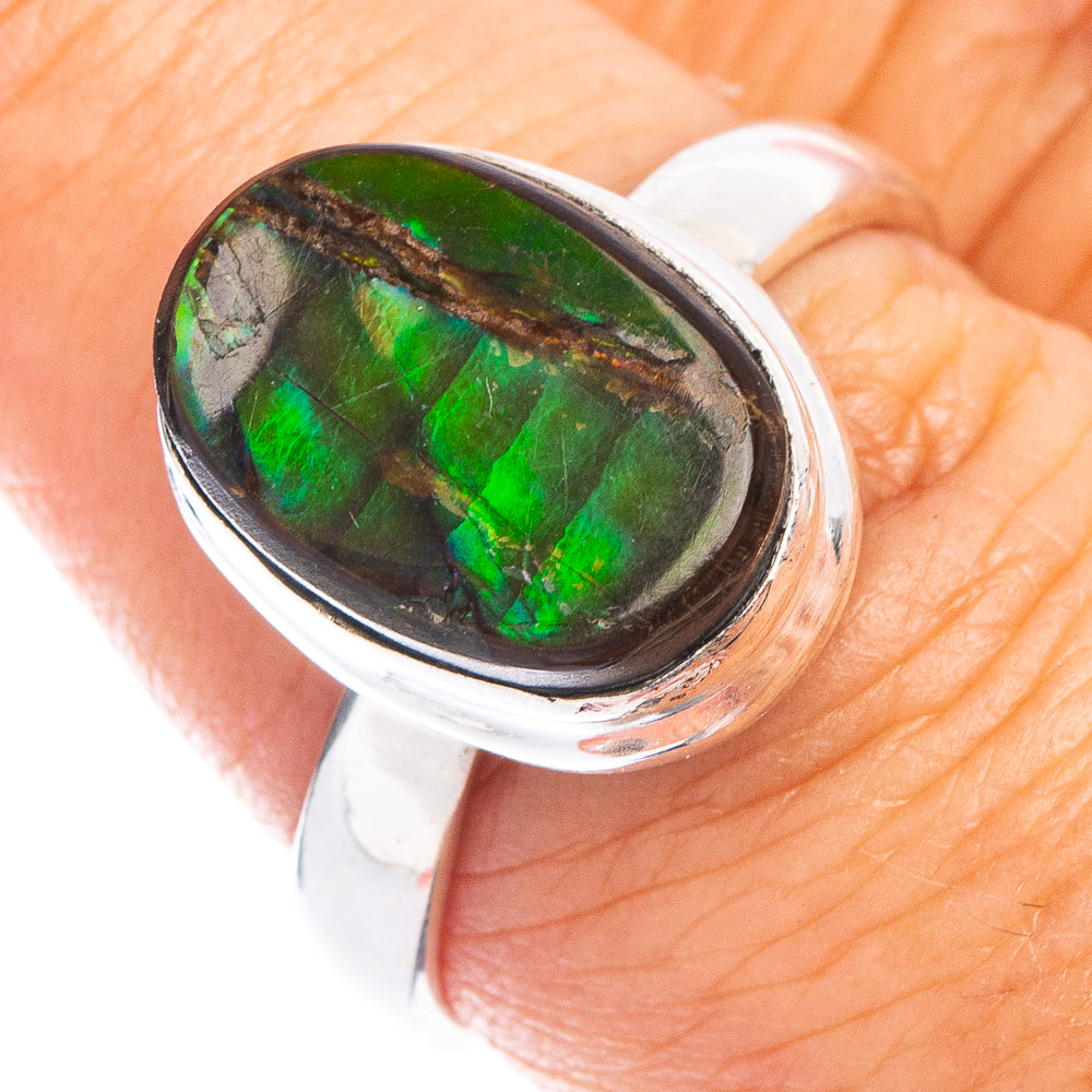Rare Ammolite Ring Size 8 (925 Sterling Silver) R7803