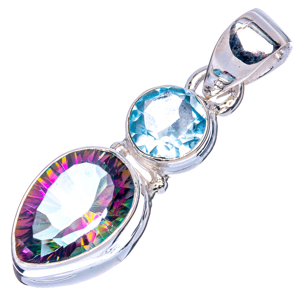 Mystic Topaz, Blue Topaz Pendant 1 3/8" (925 Sterling Silver) P42038