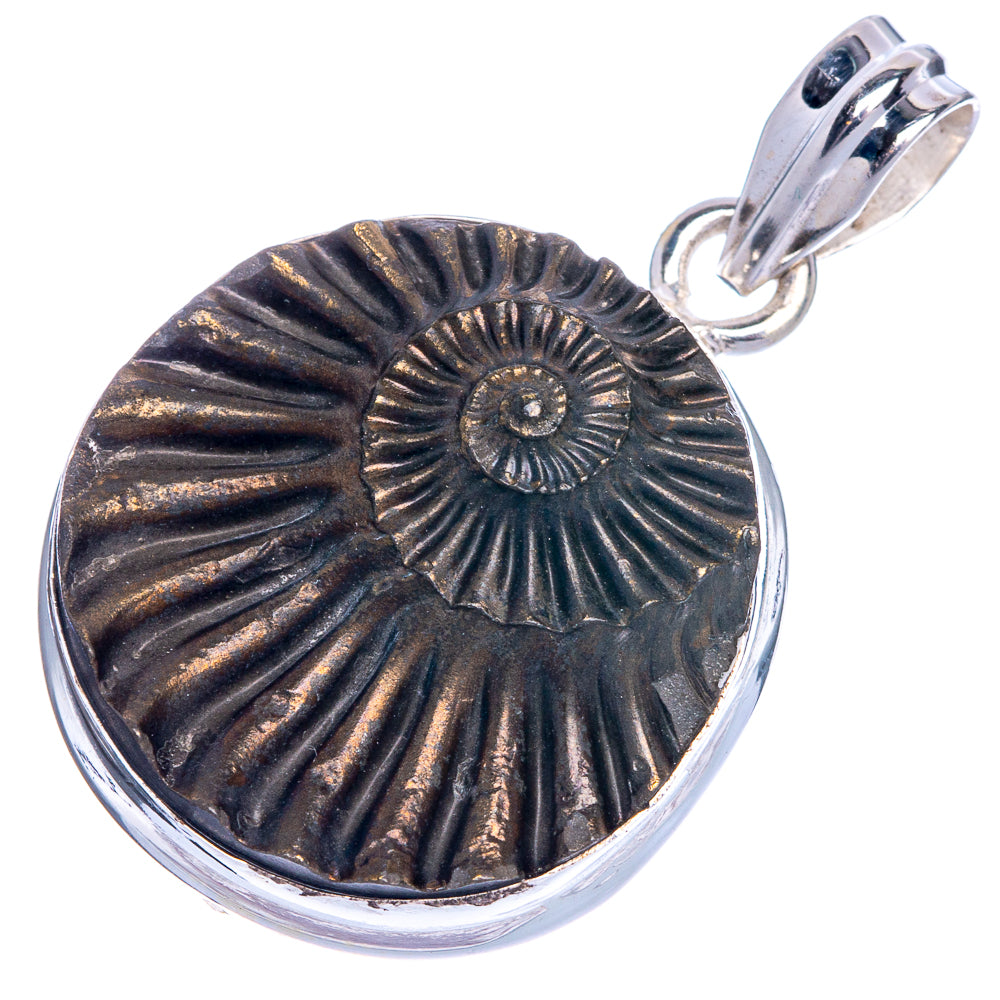 Rare Pyritized Ammonite Pendant 1 3/8" (925 Sterling Silver) P40643