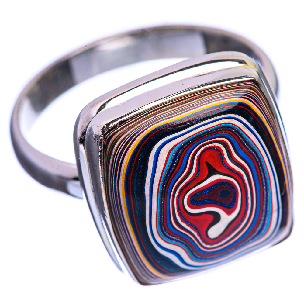 Rainbow Calsilica 925 Sterling Silver Ring Size 9.75