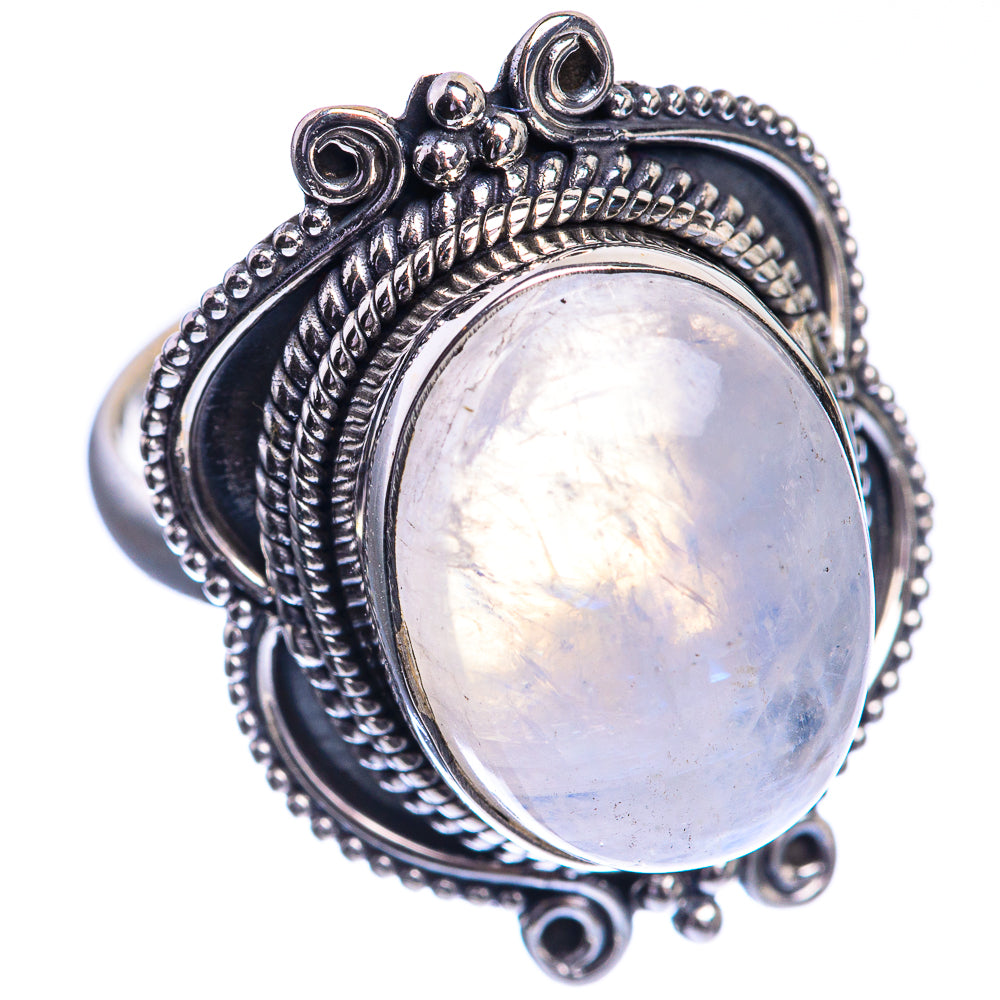 Rainbow Moonstone 925 Sterling Silver Ring Size 7.5