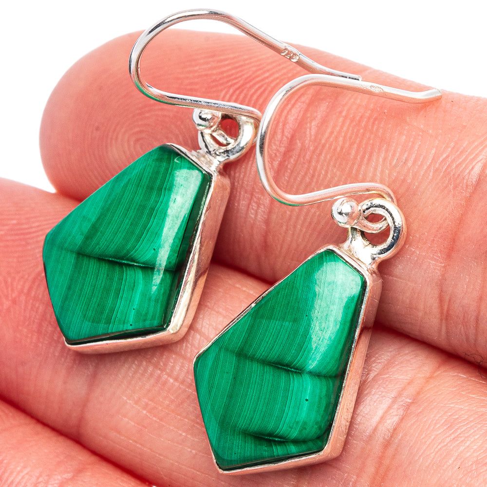 Malachite Earrings 1 1/4" (925 Sterling Silver) E1847