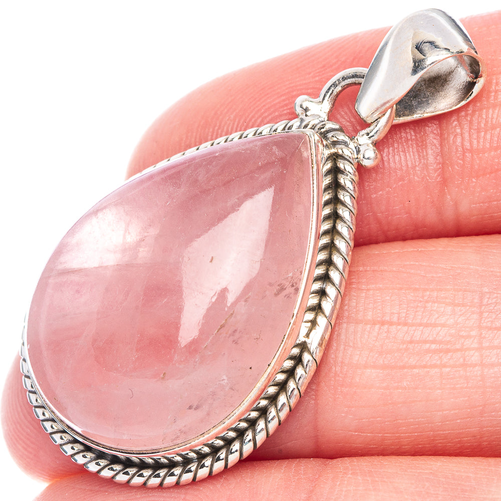 Rose Quartz Pendant 1 1/2" (925 Sterling Silver) P40596