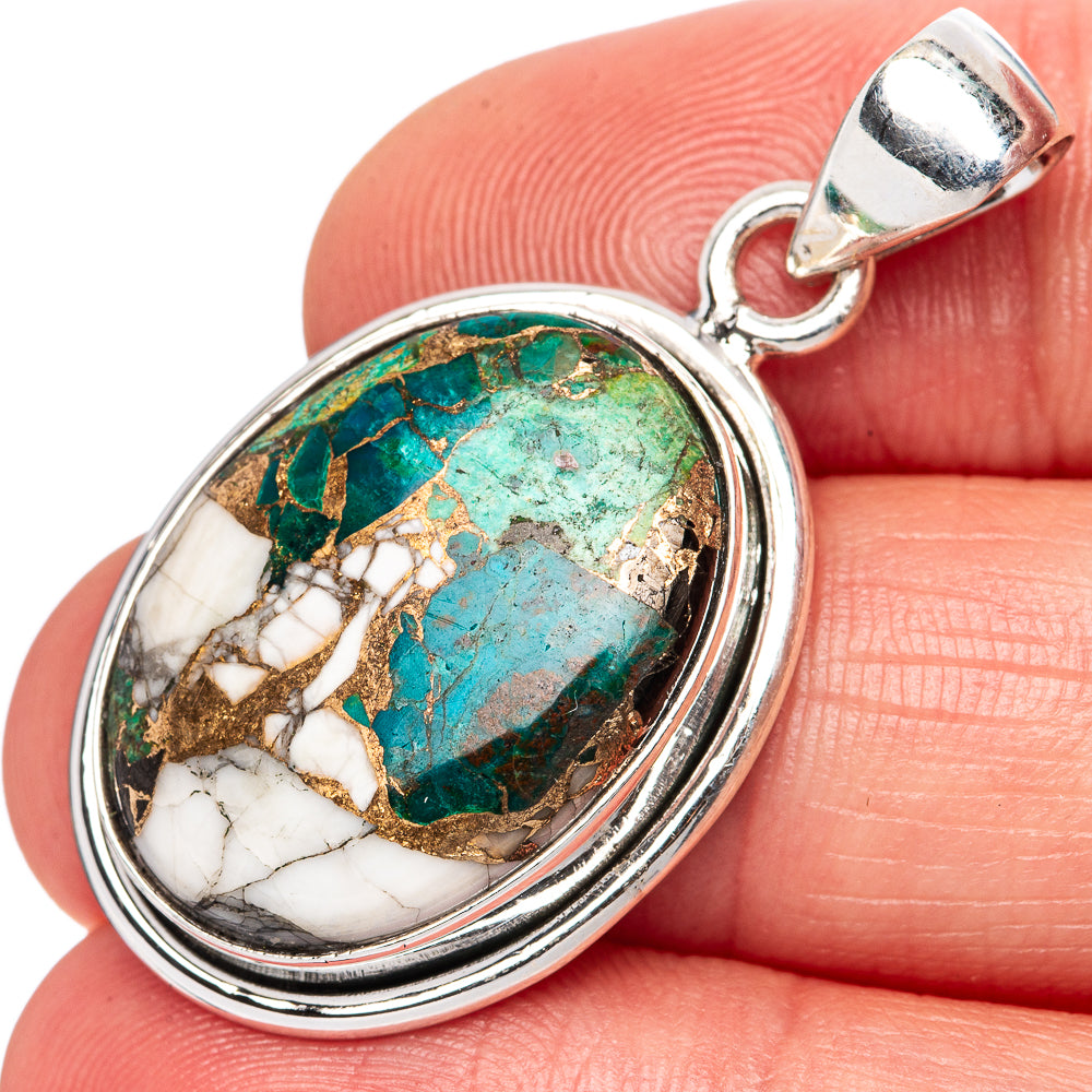 Chrysocolla Howlite Pendants 1 3/8" (925 Sterling Silver) P42356