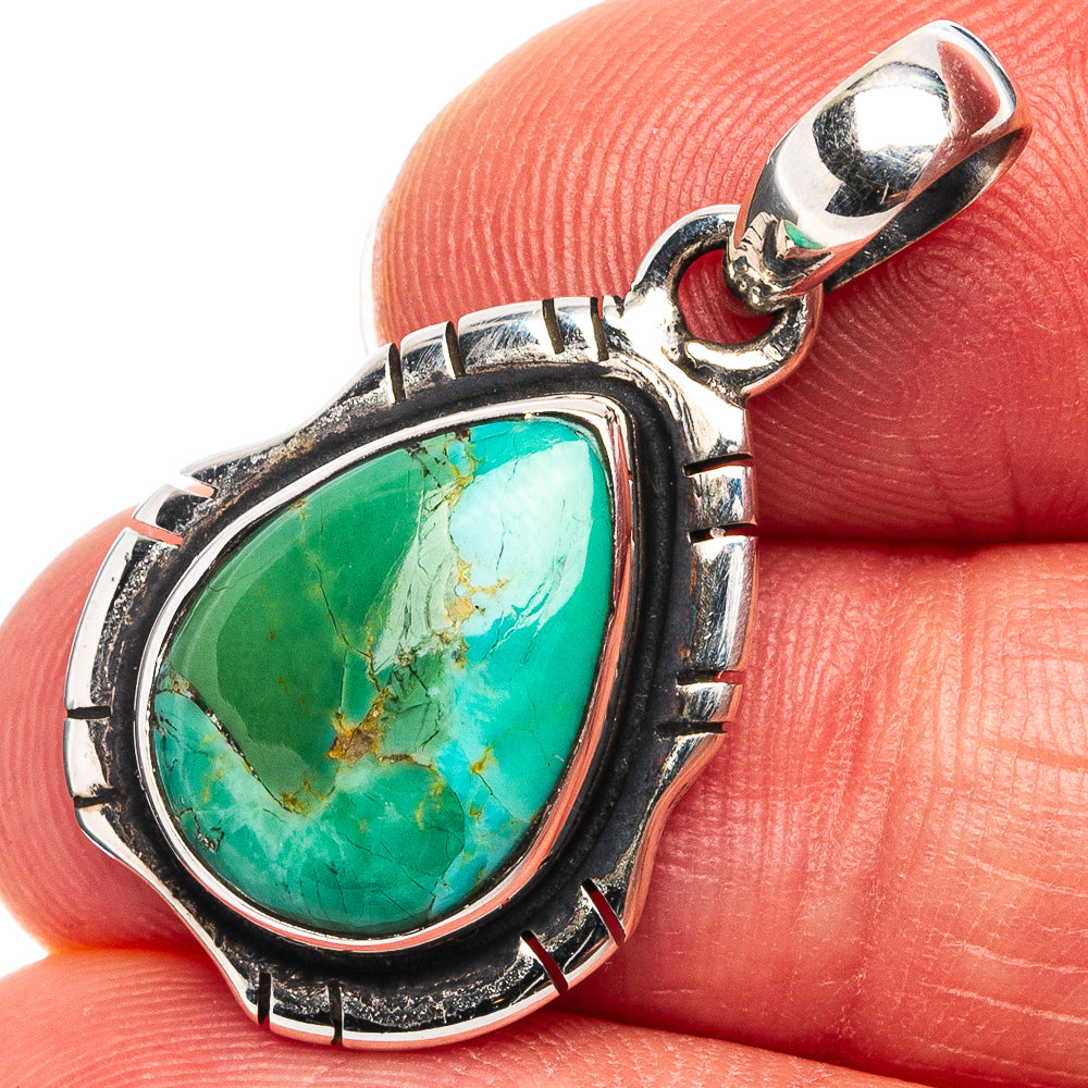 Mohave Turquoise Pendant 1 1/4" (.925 Sterling Silver)