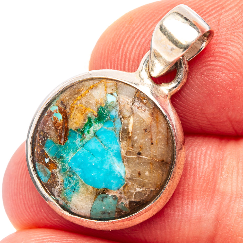 Royston Turquoise Matrix Pendant 1 1/8" (.925 Sterling Silver)