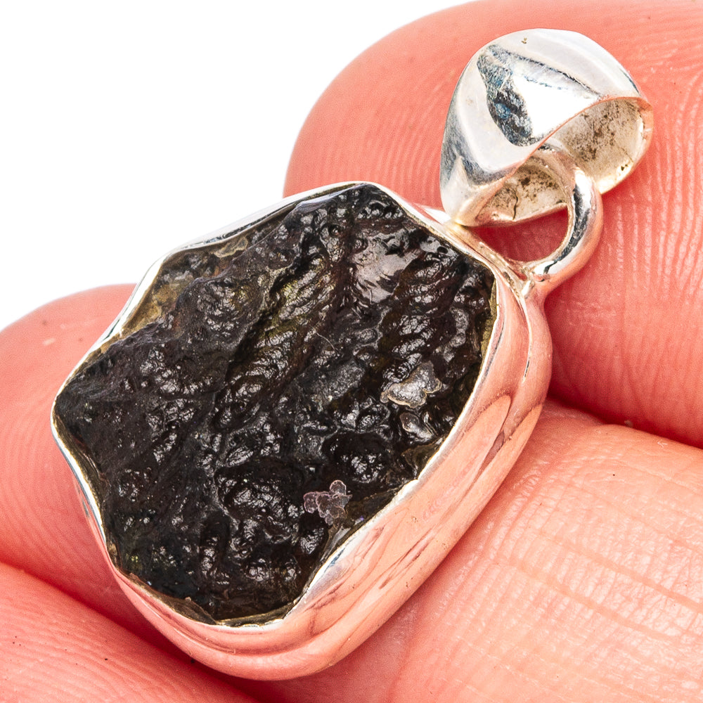 Rare Moldavite Pendant 1" (925 Sterling Silver) P43490