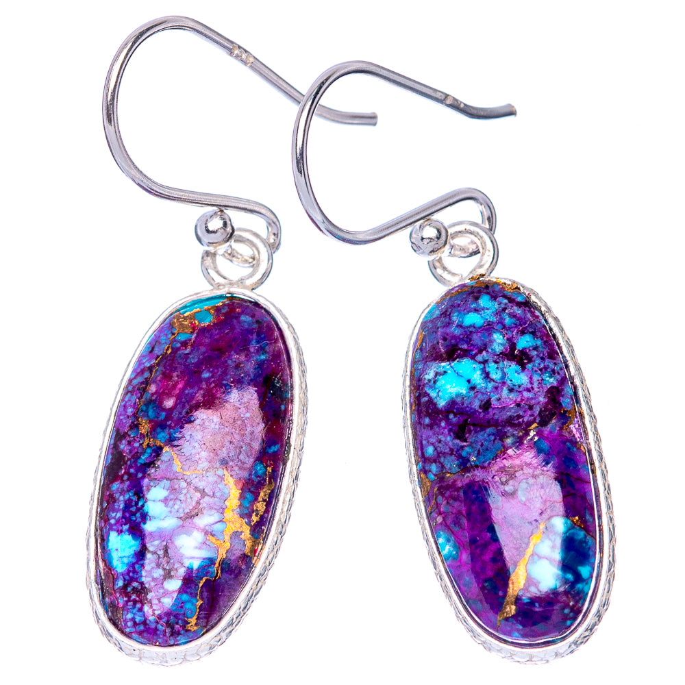 Purple Copper Composite Turquoise Earrings 1 3/8" (925 Sterling Silver) E1278