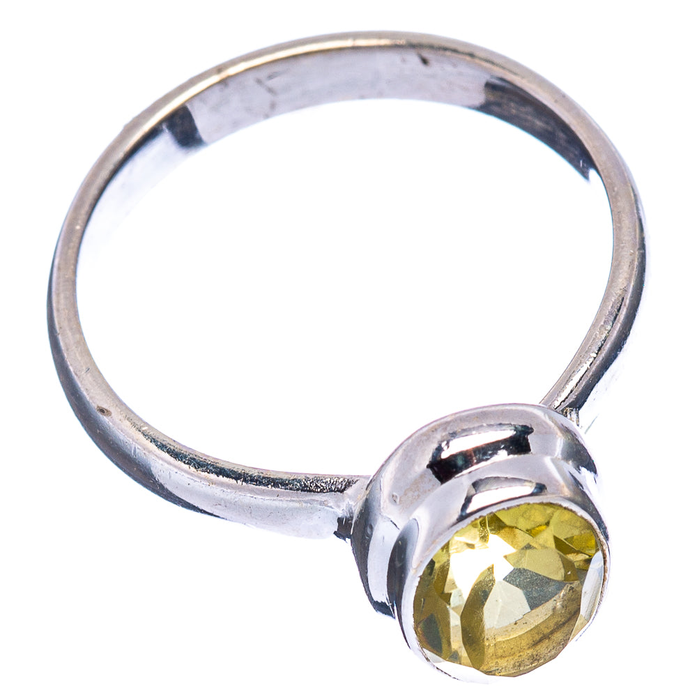 Faceted Lemon Quartz Ring Size 6 (.925 Sterling Silver)