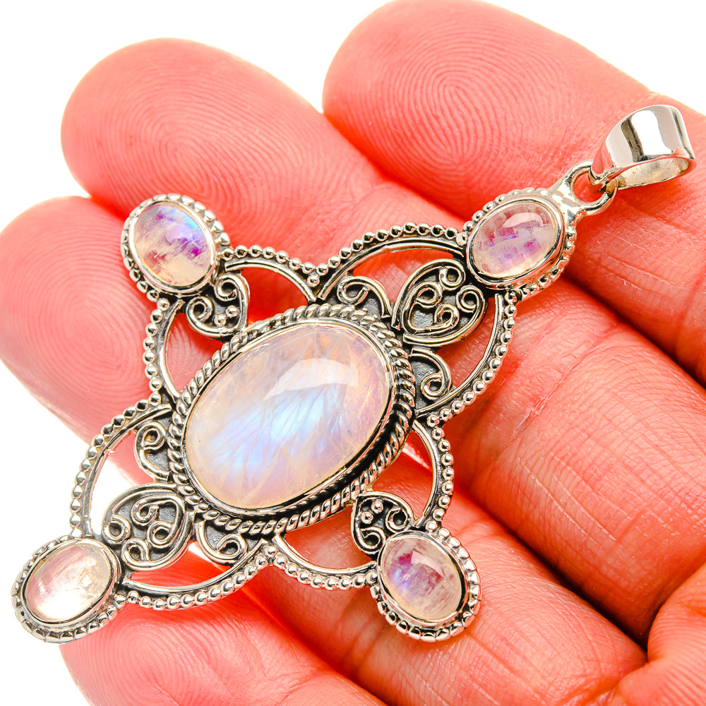 Signature Rainbow Moonstone 925 Sterling Silver Pendant 2 1/2" (925 Sterling Silver) PD37791