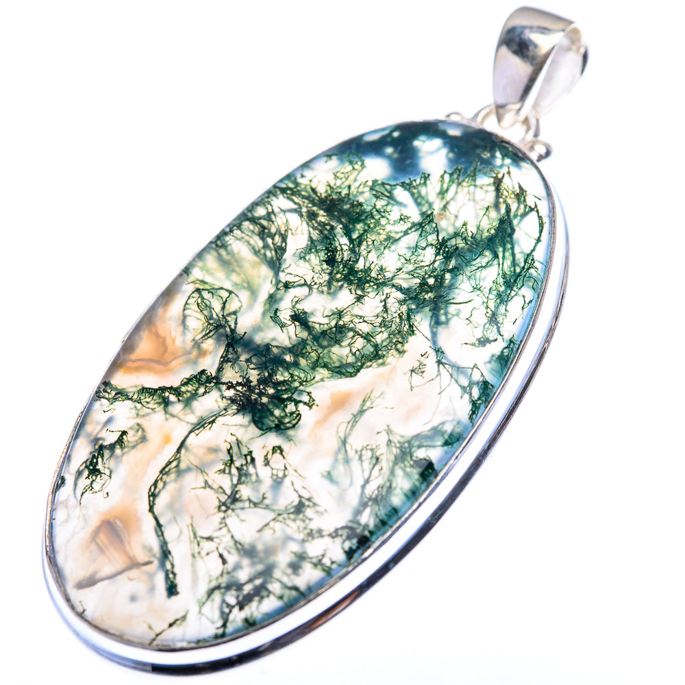 Green Moss Agate Pendant 2 1/4" (925 Sterling Silver) PD38469