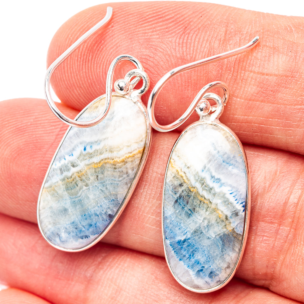 Blue Scheelite Earrings 1 3/8" (.925 Sterling Silver)