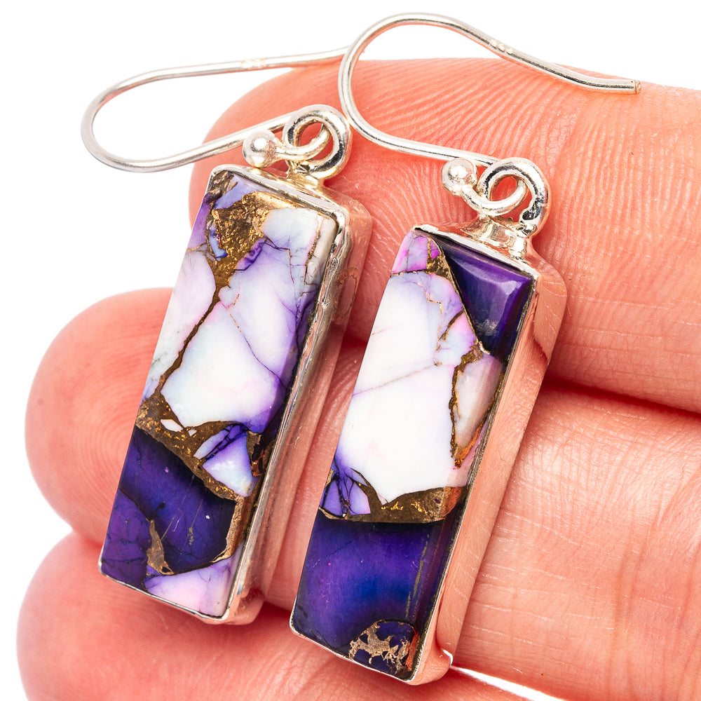 Purple Copper Composite Turquoise Earrings 1 5/8" (925 Sterling Silver) E2658