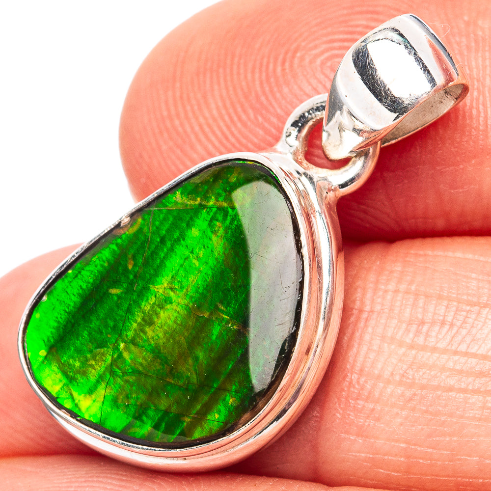 Premium Canadian Ammolite Pendant 1 1/8" (.925 Sterling Silver)