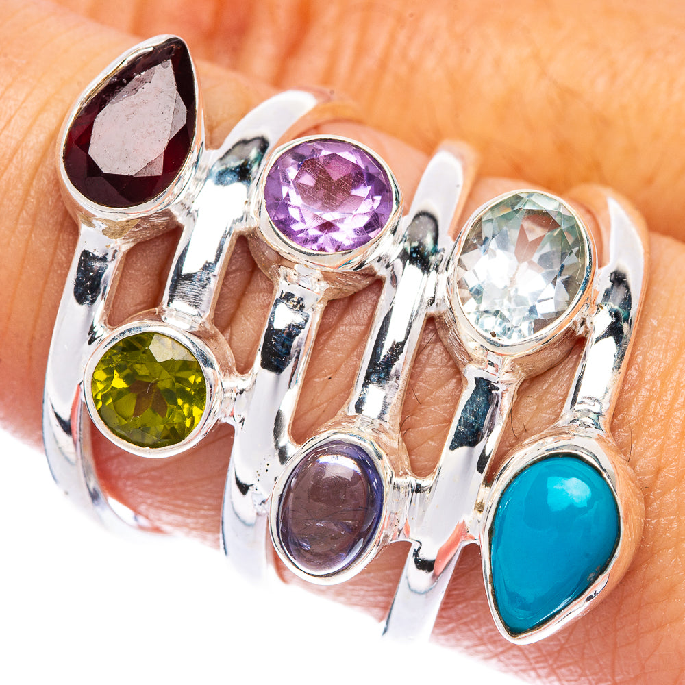 Large Garnet, Peridot, Amethyst, Tanzanite, Blue Topaz, Sleeping Beauty Turquoise Ring Size 8.75 (925 Sterling Silver) R144940