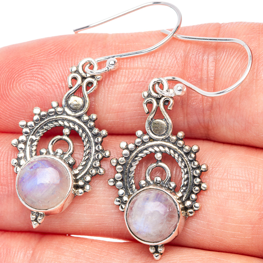 Rainbow Moonstone EarDainty Rings 1 3/4" (925 Sterling Silver) E433136
