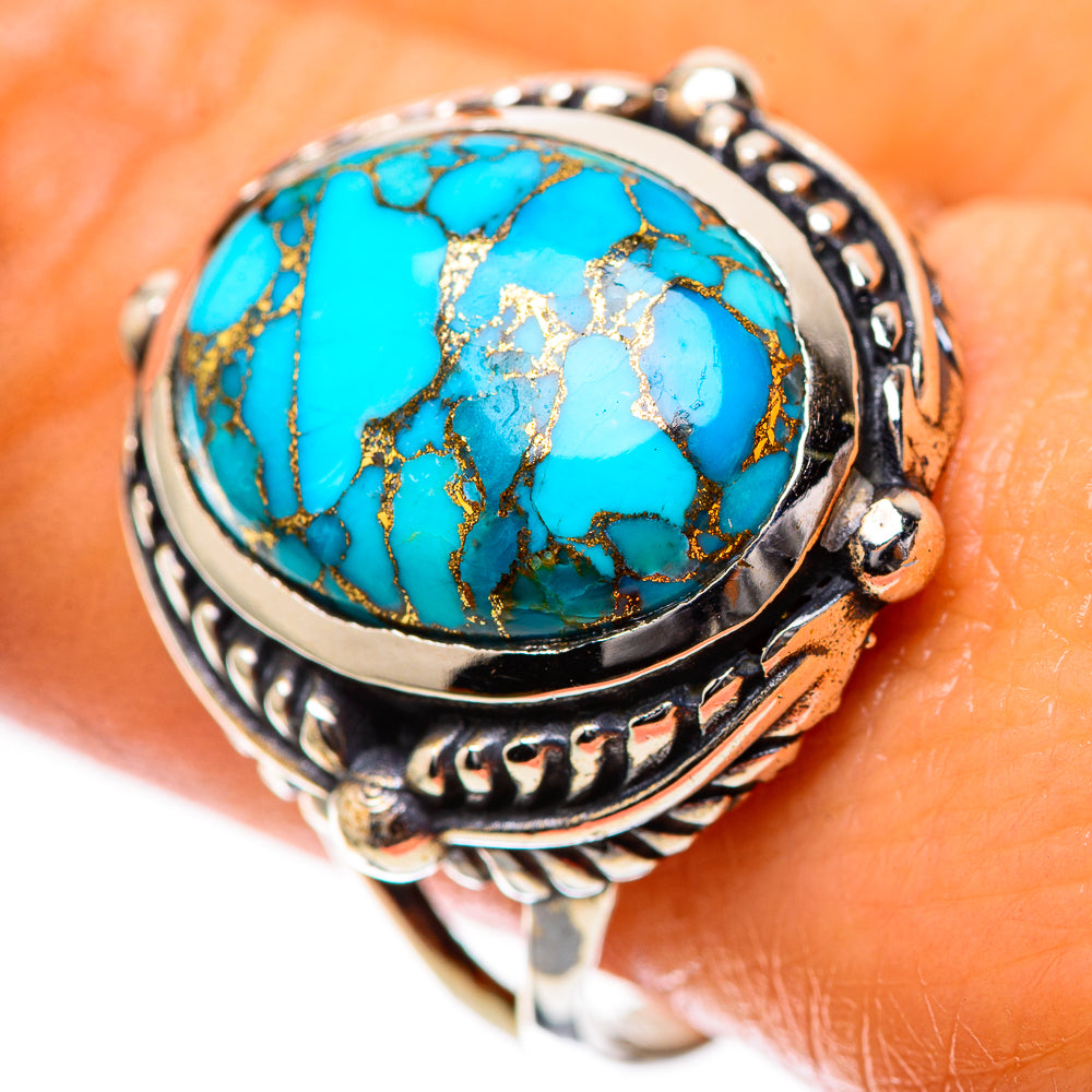 Blue Copper Composite Turquoise 925 Sterling Silver Ring Size 10 (925 Sterling Silver) RING139330