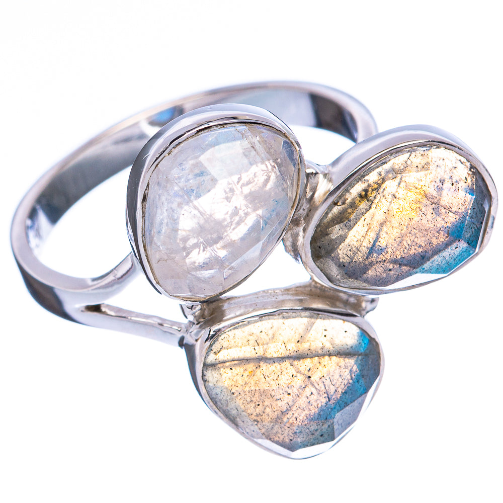 Premium Labradorite, Moonstone 925 Sterling Silver Ring Size 8.75 Ana Co R3437