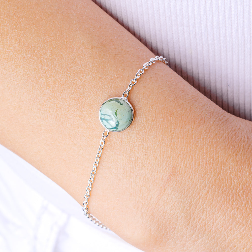 Hebei Spiderweb Turquoise Bracelet 7 to 7 3/4" (.925 Sterling Silver)