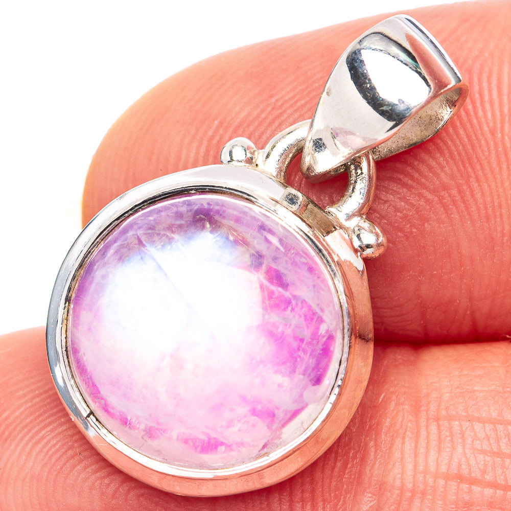 Pink Moonstone Pendant 1" (.925 Sterling Silver)
