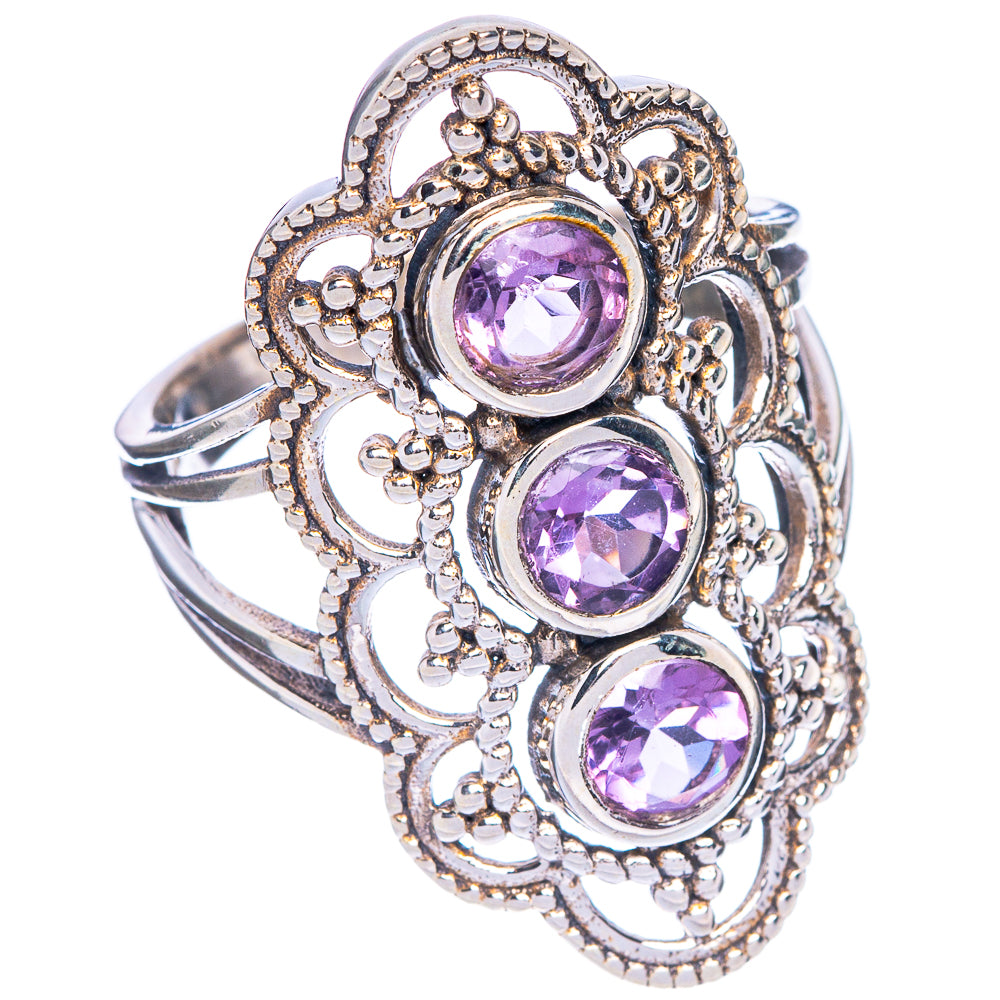 Faceted Amethyst Ring Size 7.75 (925 Sterling Silver) R147113