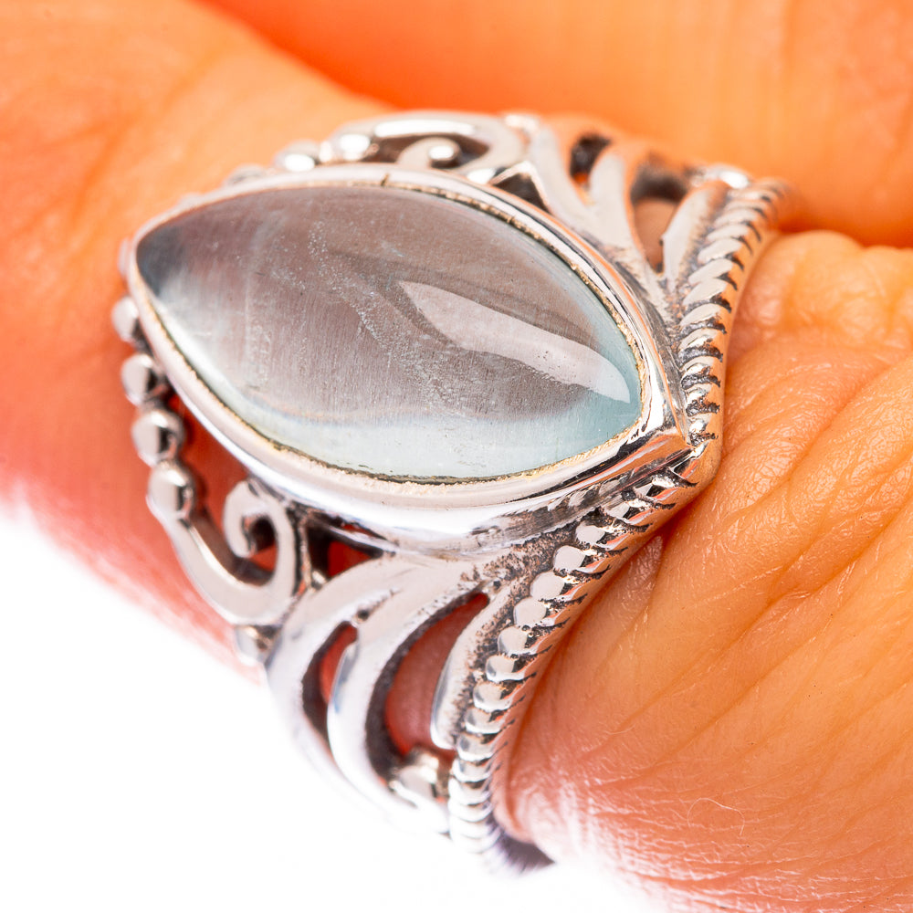 Blue Fluorite Ring Size 6.5 (925 Sterling Silver) R140714