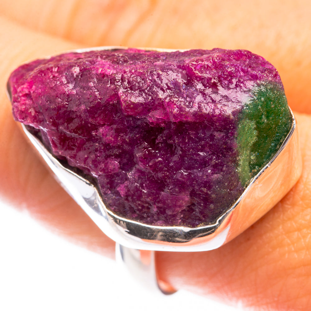 Large Raw Ruby Zoisite Ring Size 9 (925 Sterling Silver) R141462