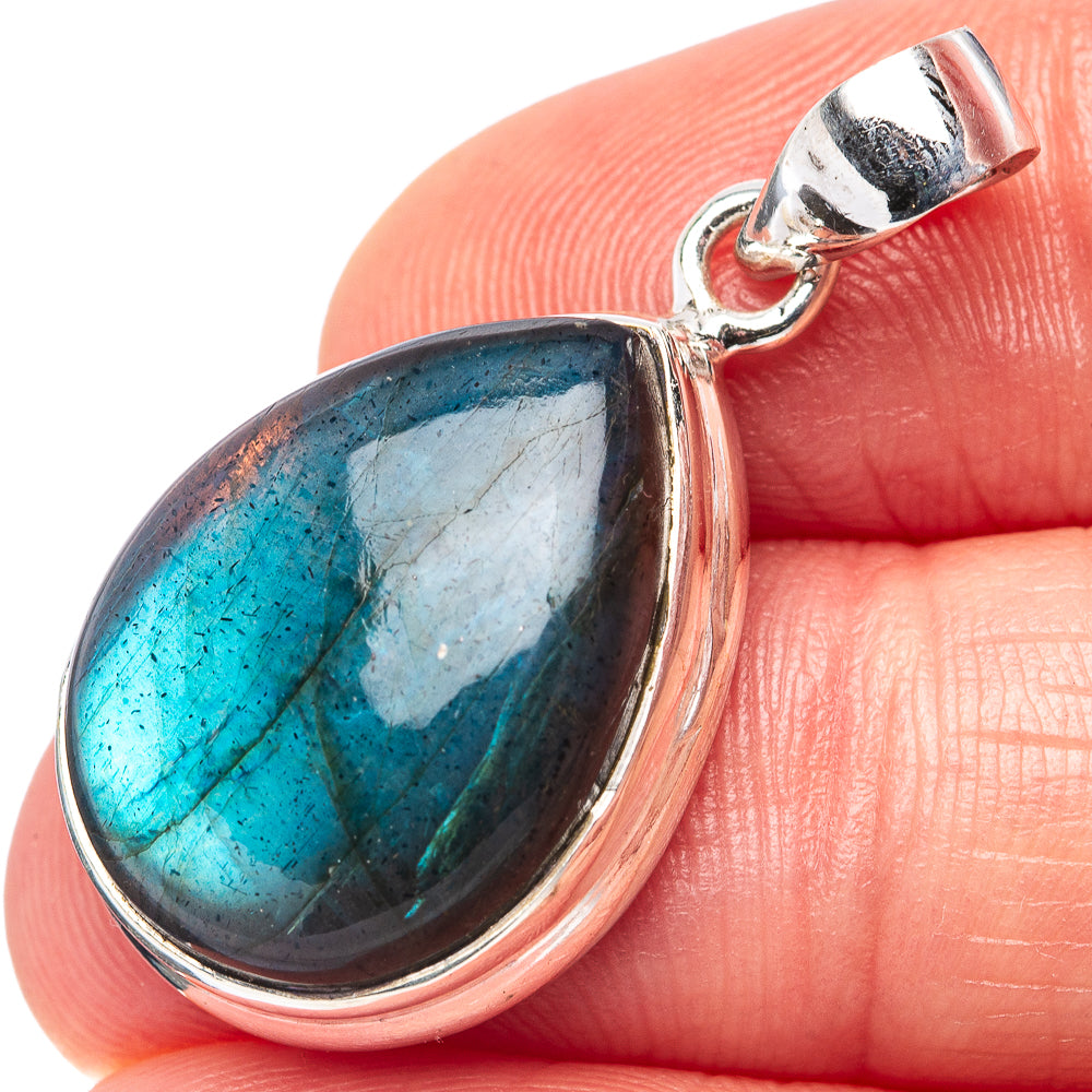 Labradorite Pendant 1 1/4" (.925 Sterling Silver)