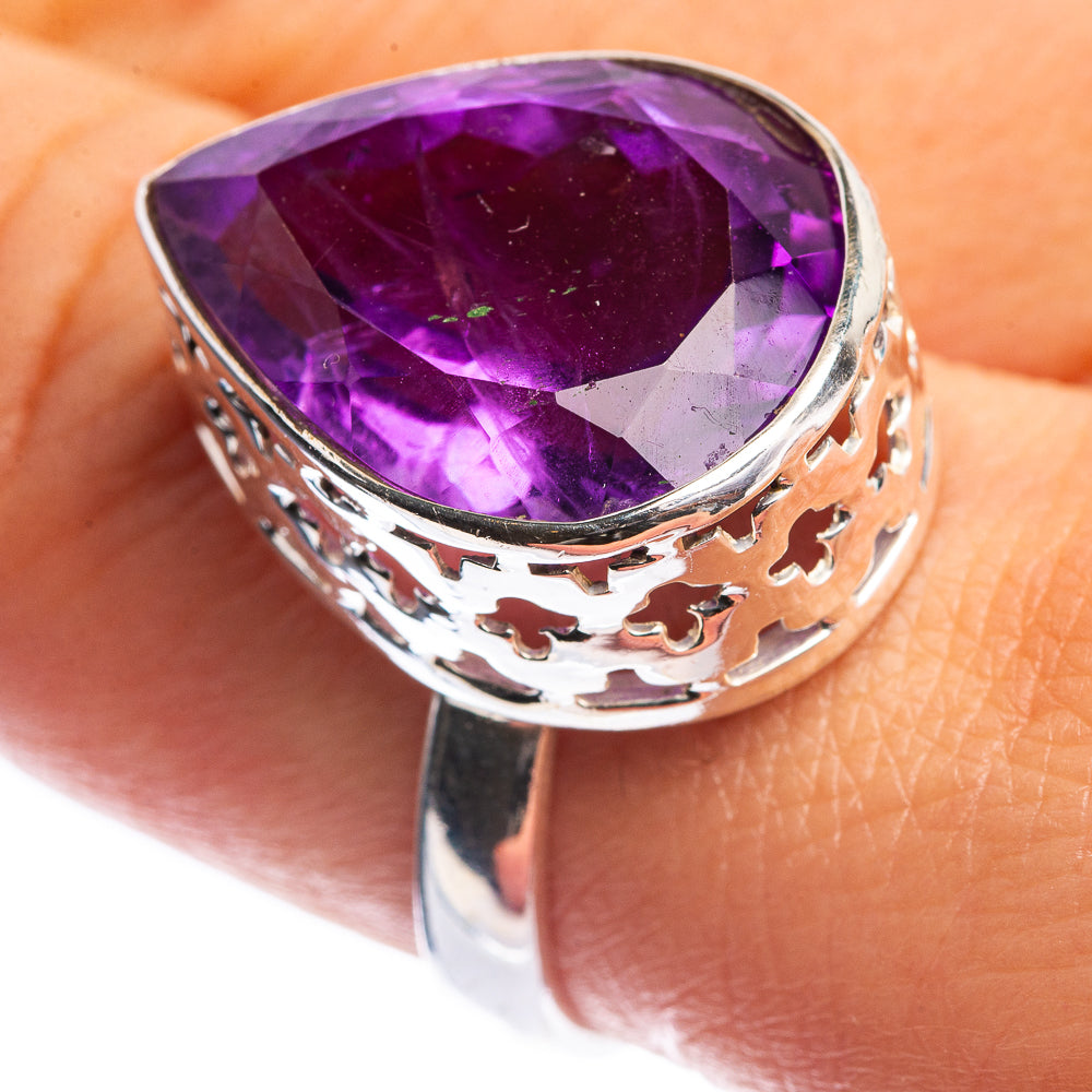 Faceted Amethyst Ring Size 8.75 (925 Sterling Silver) R144099