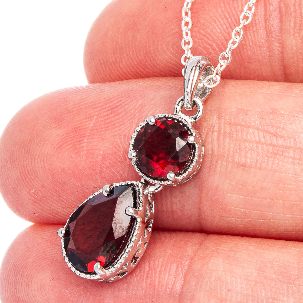 Garnet Necklace 18 1/4" (925 Sterling Silver) N90060