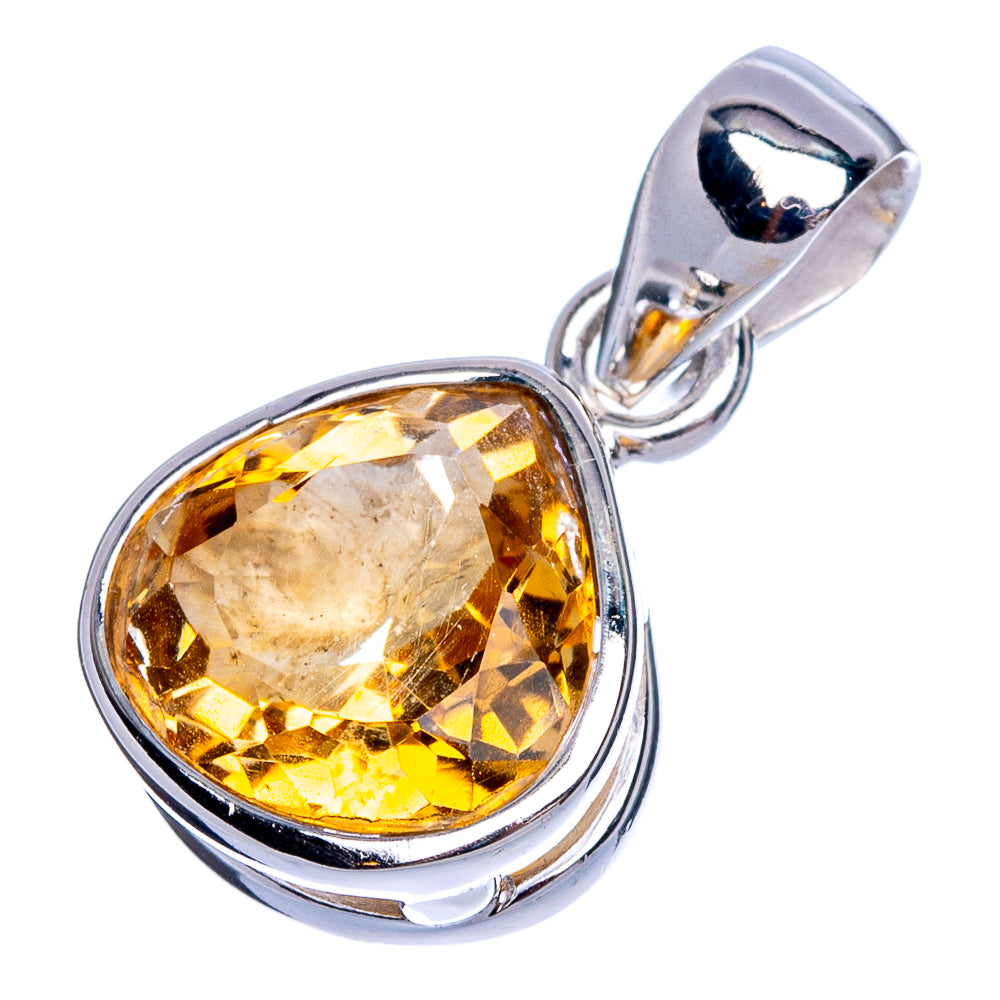 Faceted Citrine Pendant 7/8" (925 Sterling Silver) P40293