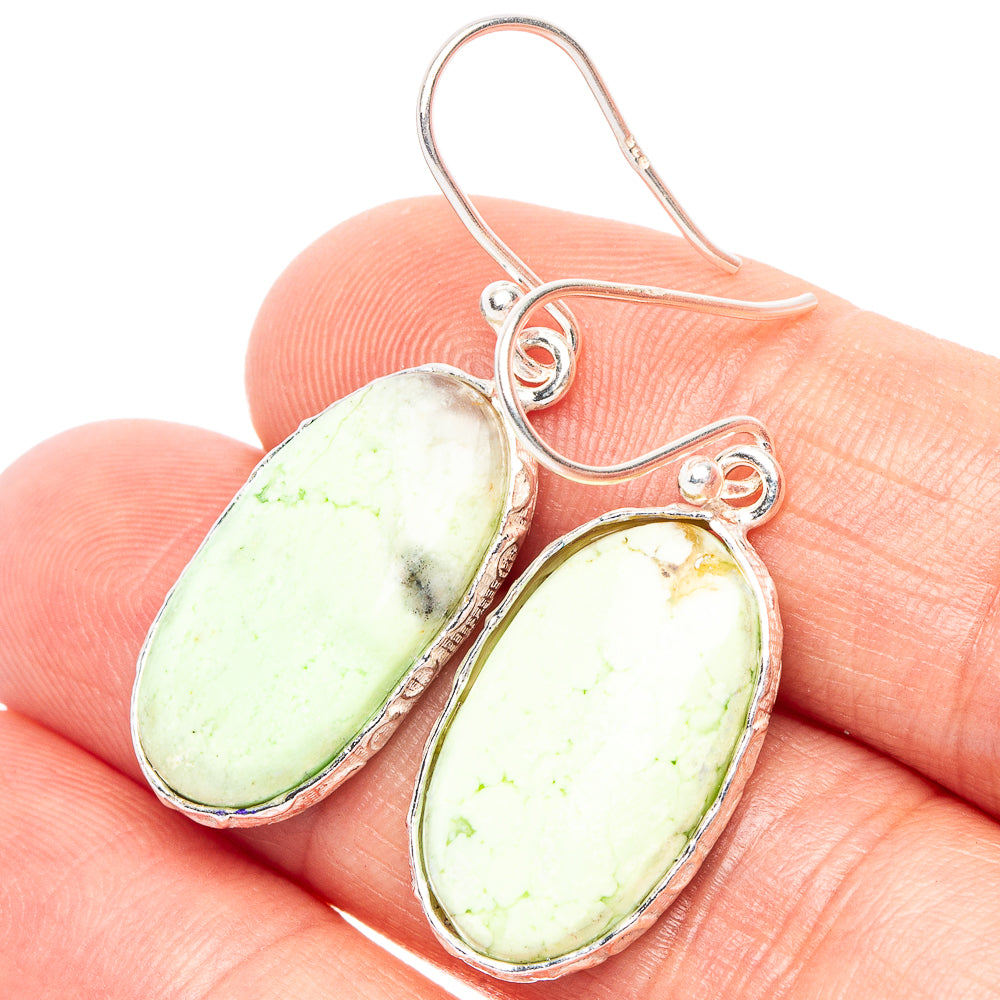 Lemon Chrysoprase Earrings 1 1/2" (925 Sterling Silver) E2274