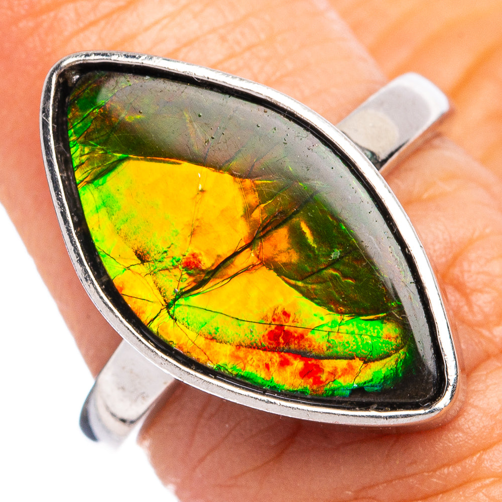 AAA Canadian Ammolite Ring Size 6.75 (925 Sterling Silver) R8296