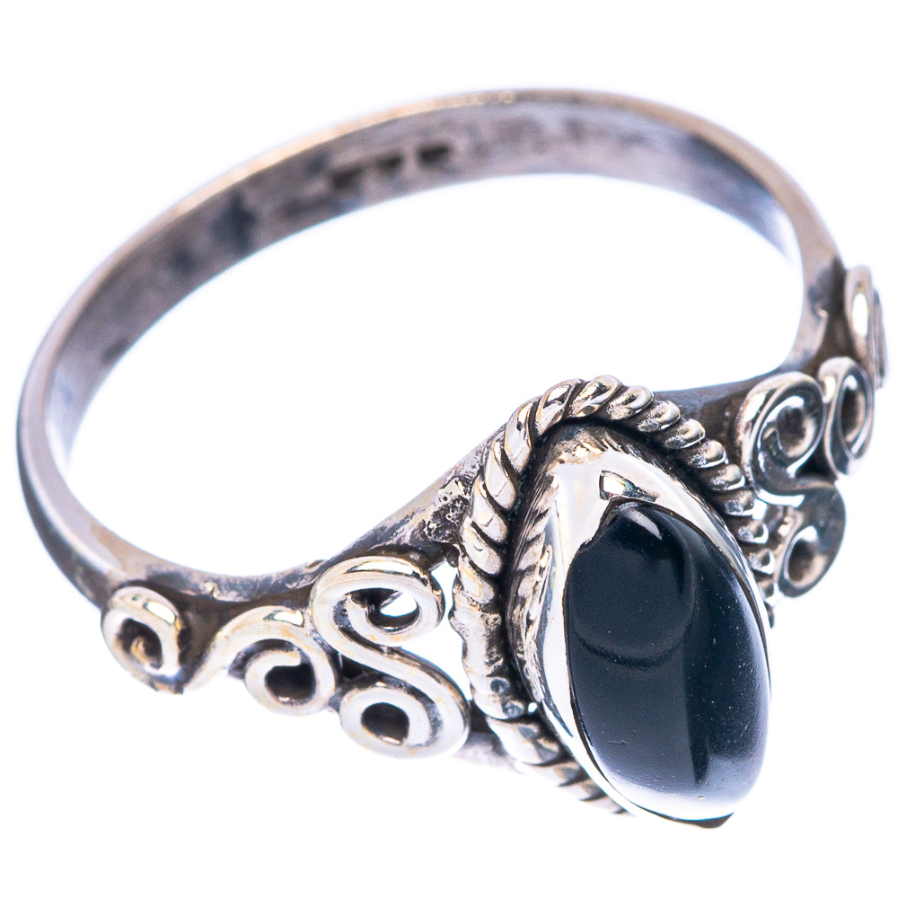 Black Onyx Dainty Ring Size 7.75 (925 Sterling Silver) R5762